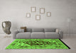 Machine Washable Oriental Green Industrial Area Rugs in a Living Room,, wshurb3015grn