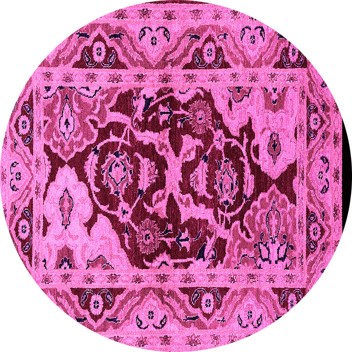 Round Machine Washable Oriental Pink Industrial Rug, wshurb3015pnk