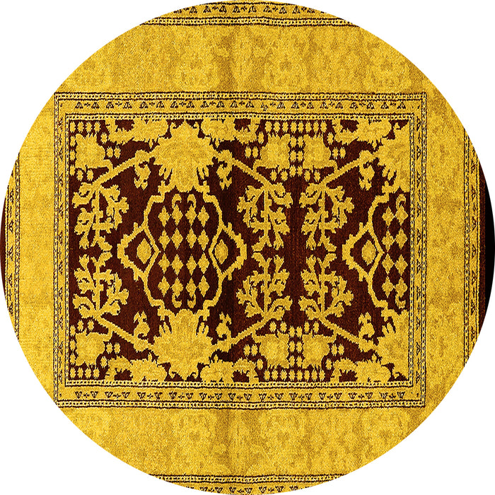 Round Oriental Yellow Industrial Rug, urb3016yw