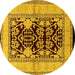 Round Oriental Yellow Industrial Rug, urb3016yw