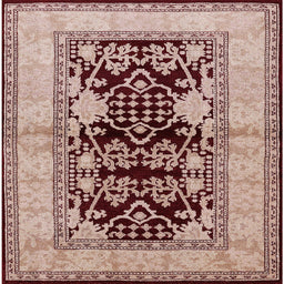 Square Mid-Century Modern Pastel Orange Oriental Rug, urb3016