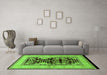 Machine Washable Oriental Green Industrial Area Rugs in a Living Room,, wshurb3016grn