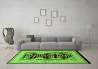 Machine Washable Oriental Green Industrial Rug, wshurb3016grn