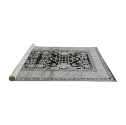 Sideview of Machine Washable Oriental Gray Industrial Rug, wshurb3016gry
