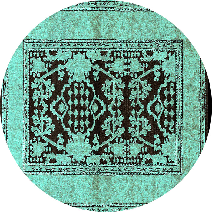 Round Oriental Turquoise Industrial Rug, urb3016turq