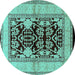 Round Oriental Turquoise Industrial Rug, urb3016turq