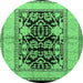 Round Oriental Emerald Green Industrial Rug, urb3016emgrn