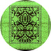 Round Oriental Green Industrial Rug, urb3016grn