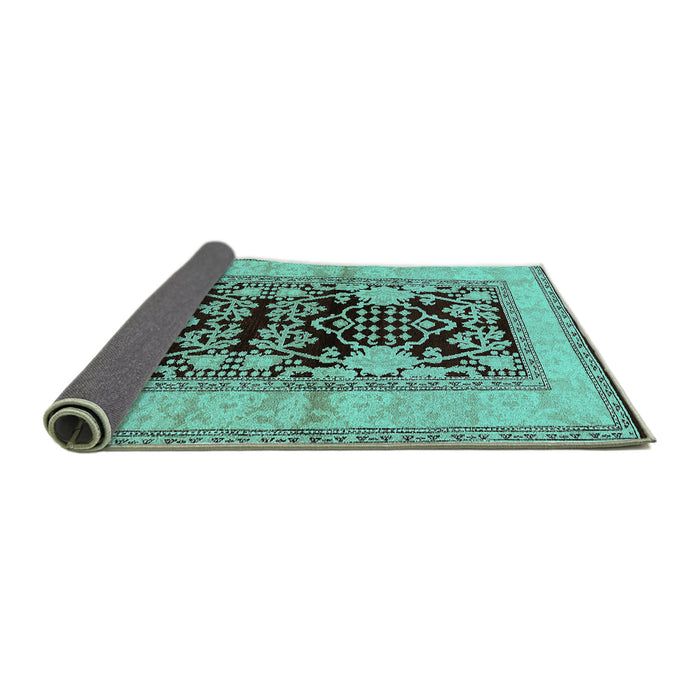 Sideview of Oriental Turquoise Industrial Rug, urb3016turq