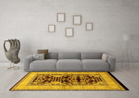 Machine Washable Oriental Yellow Industrial Rug, wshurb3016yw