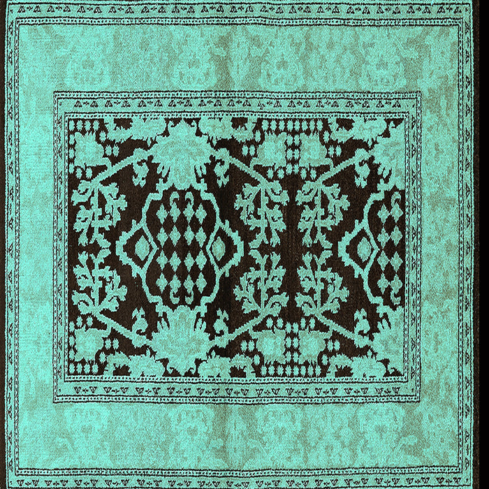 Square Machine Washable Oriental Turquoise Industrial Area Rugs, wshurb3016turq