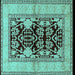 Square Machine Washable Oriental Turquoise Industrial Area Rugs, wshurb3016turq