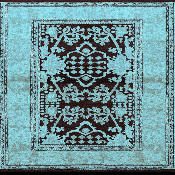 Square Machine Washable Oriental Light Blue Industrial Rug, wshurb3016lblu