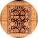 Round Machine Washable Oriental Orange Industrial Area Rugs, wshurb3016org