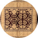 Round Oriental Brown Industrial Rug, urb3016brn