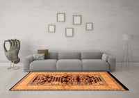 Machine Washable Oriental Orange Industrial Rug, wshurb3016org