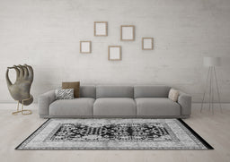 Machine Washable Oriental Gray Industrial Rug in a Living Room,, wshurb3016gry