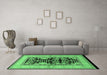 Machine Washable Oriental Emerald Green Industrial Area Rugs in a Living Room,, wshurb3016emgrn