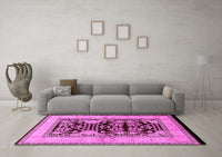 Machine Washable Oriental Pink Industrial Rug, wshurb3016pnk