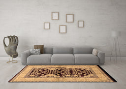 Machine Washable Oriental Brown Industrial Rug in a Living Room,, wshurb3016brn