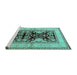 Sideview of Machine Washable Oriental Turquoise Industrial Area Rugs, wshurb3016turq
