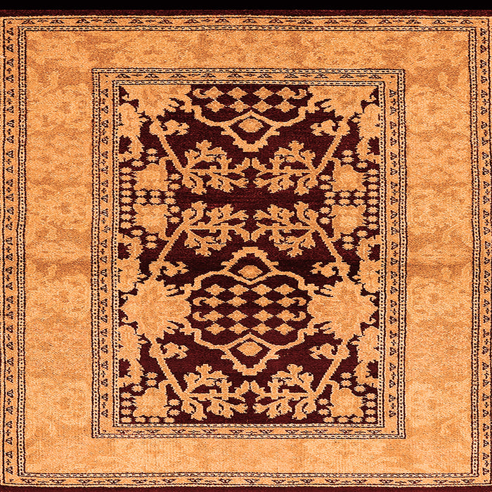 Square Machine Washable Oriental Orange Industrial Area Rugs, wshurb3016org
