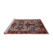 Sideview of Machine Washable Industrial Modern Khaki Rose Pink Rug, wshurb3017