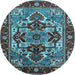 Round Oriental Light Blue Industrial Rug, urb3017lblu