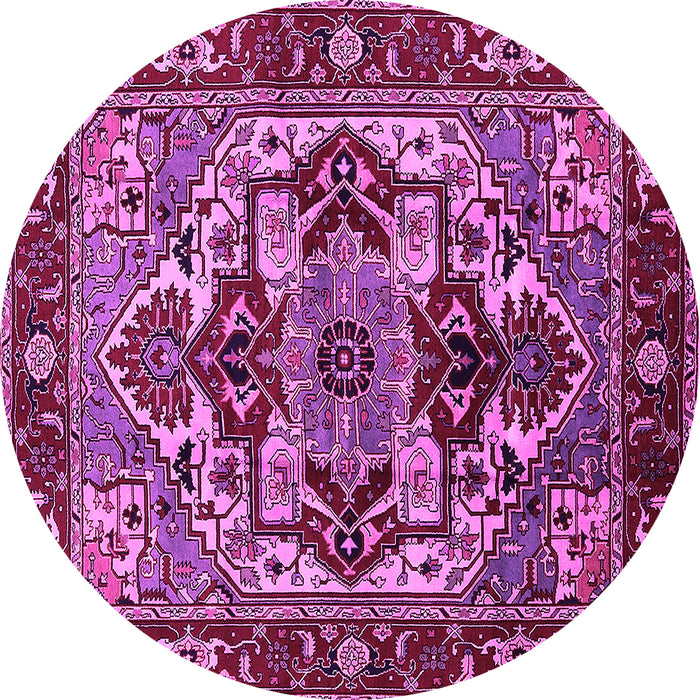 Round Machine Washable Oriental Pink Industrial Rug, wshurb3017pnk