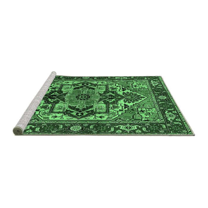 Sideview of Machine Washable Oriental Emerald Green Industrial Area Rugs, wshurb3017emgrn