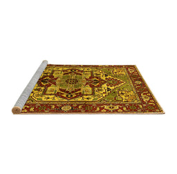 Sideview of Machine Washable Oriental Yellow Industrial Rug, wshurb3017yw