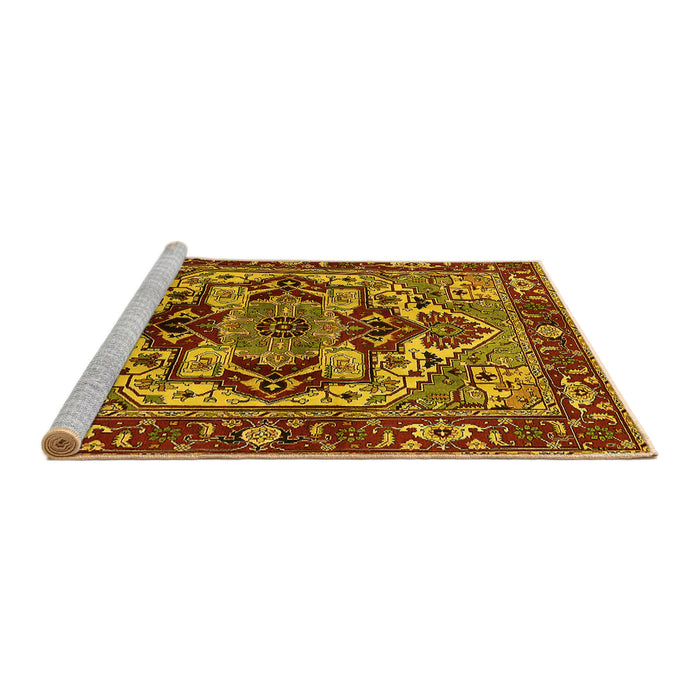 Sideview of Machine Washable Oriental Yellow Industrial Rug, wshurb3017yw