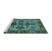 Sideview of Machine Washable Oriental Turquoise Industrial Area Rugs, wshurb3017turq