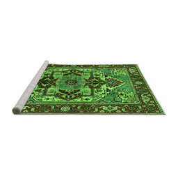 Sideview of Machine Washable Oriental Green Industrial Area Rugs, wshurb3017grn
