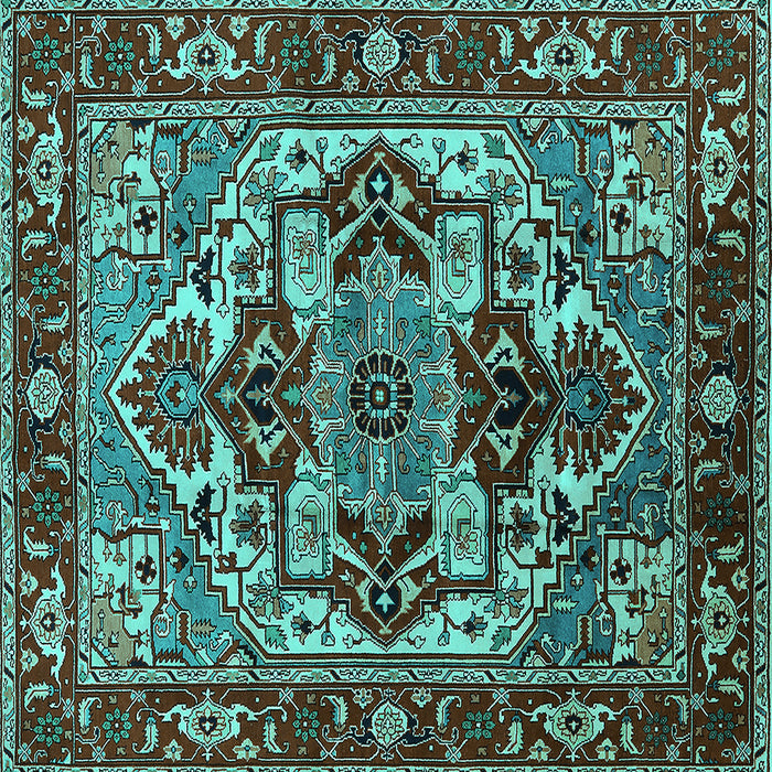 Square Oriental Turquoise Industrial Rug, urb3017turq