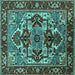 Square Oriental Turquoise Industrial Rug, urb3017turq