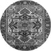 Round Machine Washable Oriental Gray Industrial Rug, wshurb3017gry