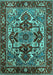 Machine Washable Oriental Turquoise Industrial Area Rugs, wshurb3017turq