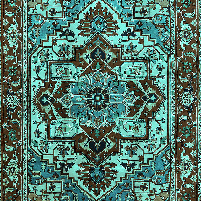 Machine Washable Oriental Turquoise Industrial Area Rugs, wshurb3017turq