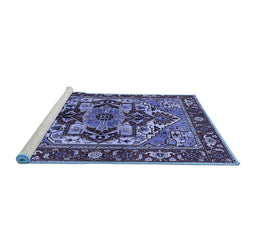 Sideview of Machine Washable Oriental Blue Industrial Rug, wshurb3017blu