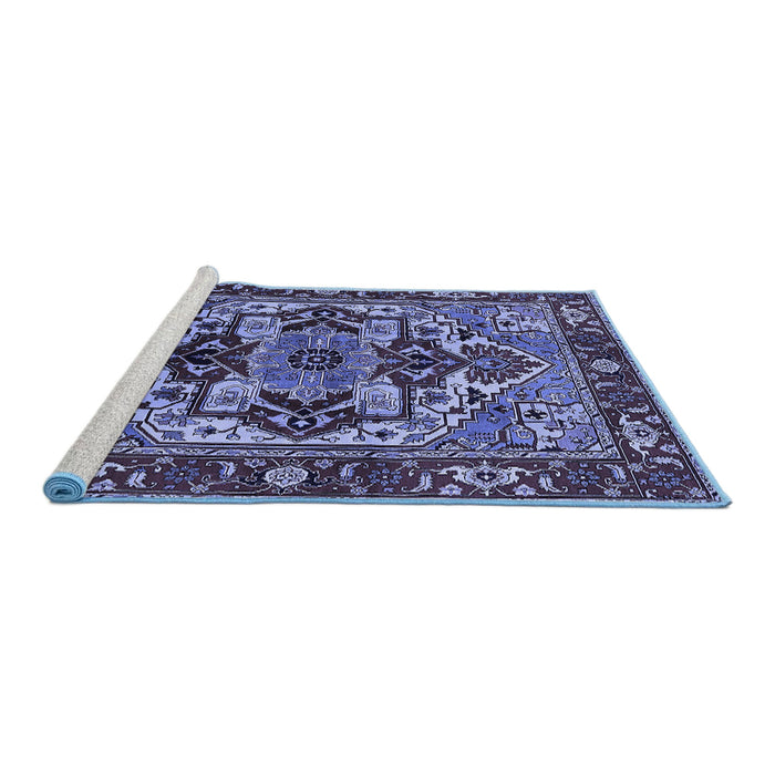Sideview of Machine Washable Oriental Blue Industrial Rug, wshurb3017blu