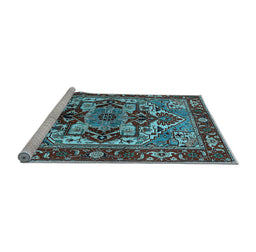 Sideview of Machine Washable Oriental Light Blue Industrial Rug, wshurb3017lblu