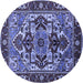 Round Oriental Blue Industrial Rug, urb3017blu