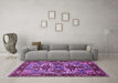 Machine Washable Oriental Purple Industrial Area Rugs in a Living Room, wshurb3017pur