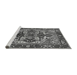Sideview of Machine Washable Oriental Gray Industrial Rug, wshurb3017gry