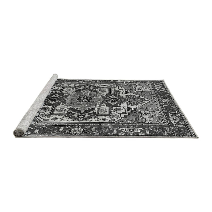 Sideview of Machine Washable Oriental Gray Industrial Rug, wshurb3017gry