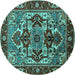 Round Oriental Turquoise Industrial Rug, urb3017turq