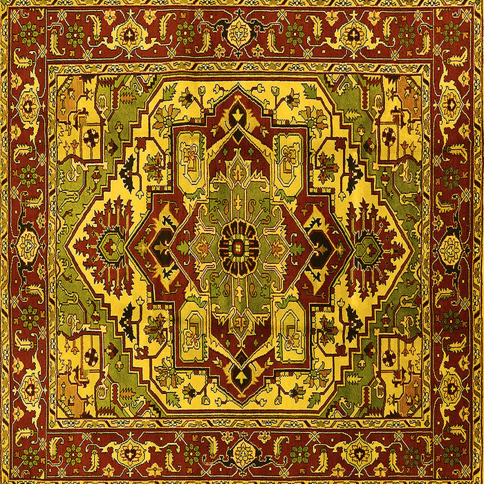 Square Machine Washable Oriental Yellow Industrial Rug, wshurb3017yw