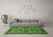 Machine Washable Oriental Green Industrial Area Rugs in a Living Room,, wshurb3017grn