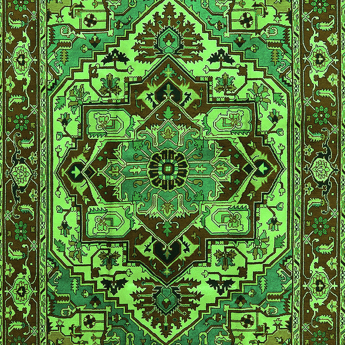 Machine Washable Oriental Green Industrial Area Rugs, wshurb3017grn